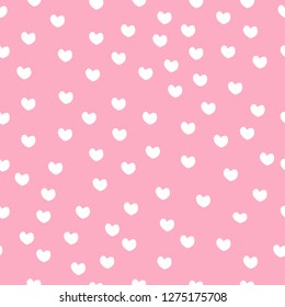 white hearts seamless pattern for valentines's day with pink background.