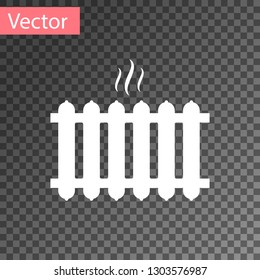 White Heating radiator icon isolated on transparent background. Vector Illustration