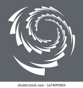 white helical, spiraling, curl and curly shape. spiral, twirl, swirl illustration. twine design element over single-color, monochrome background, backdrop. helix, volute