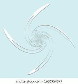 white helical, spiraling, curl and curly shape. spiral, twirl, swirl illustration. twine design element over single-color, monochrome background, backdrop. helix, volute