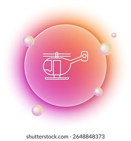 White Helicopter aircraft vehicle icon isolated on white background. Orange and pink gradient circle background. Vector