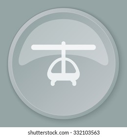White Helicopter icon on grey web button