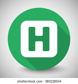 White Helicopter Platform icon with long shadow on green circle