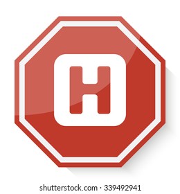 White Helicopter Platform icon on red stop sign web app