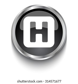 White Helicopter Platform symbol on black glossy web button