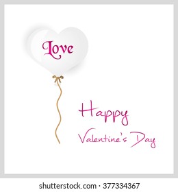 white helium balloon heart shape valentine card eps10