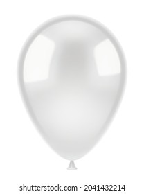 White helium balloons. 3D realistic vector illustration, isolated on white background.