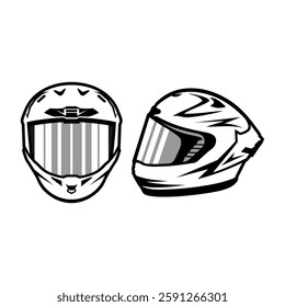 white helmet front and side view vector illustration