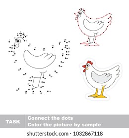 White Hen. Dot to dot educational game for kids.