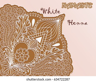 White henna angular pattern. Namaste background. Vector illustration
