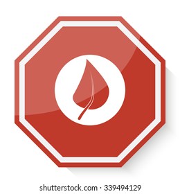 White Herbs icon on red stop sign web app