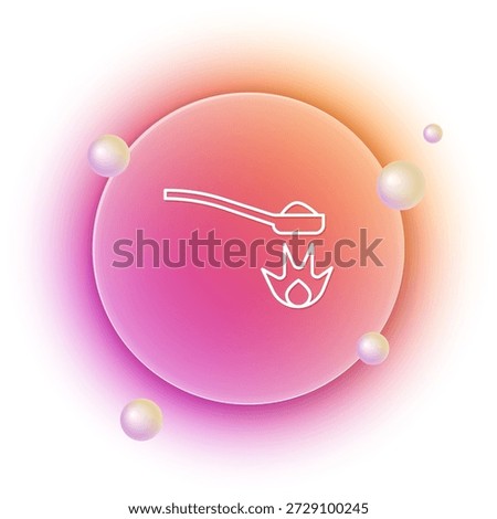 White Heroin in a spoon icon isolated on white background. Concept of drug addiction and dependence from the narcotic. Junkie lifestyle. Orange and pink gradient circle background. Vector