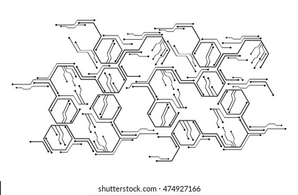 white hexagon abstract cyber future technology concept background, illustration, circuit board, binary code