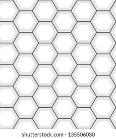 White hexagon abstract geometric seamless pattern, vector