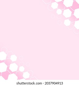 White hexagon broken down arranged on a light pink background in pattern and background, vector.