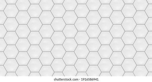 White hexagon ceramic tiles. Modern seamless pattern, white colored hexagon ceramic tiles.  - Shutterstock ID 1916586941