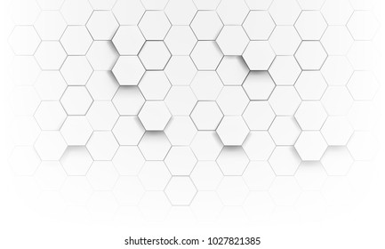 White Hexagon Geometric Abstract Background Vector Design.