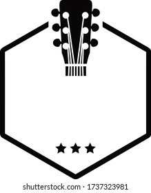 White Hexagon and half Guitar vector for logo making and designing