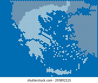 White hexagon map of Greece and surround country. Vector illustration.