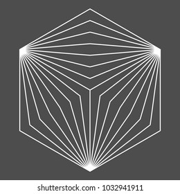 Hexágono blanco sobre fondo gris, Ilustración vectorial