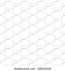 White Hexagon Texture. Hexagonal Seamless Pattern. Vector Illustration.