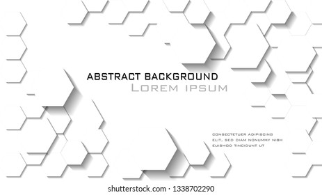 White hexagon vector background.