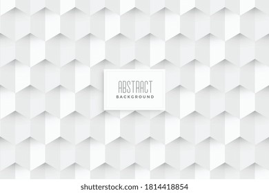 white hexagonal 3d style pattern background