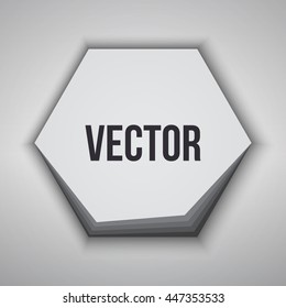 White hexagonal banner with layers. Button on white background Vector illustration.