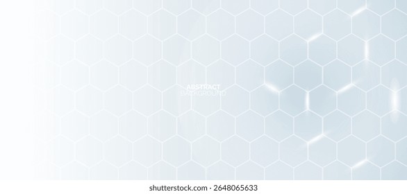 White Hexagonal Medical Background with Soft Light. Modern simple overlay hexagon pattern template. Futuristic technology concept.