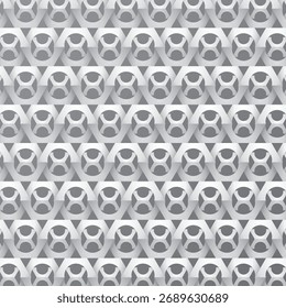 white hexagonal mosaic pattern combined with rounded hole, black and white vector illustration