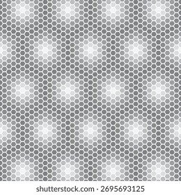 white hexagonal mosaic pattern combined with rounded hole, black and white vector illustration