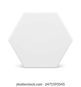 White hexagonal vertical honeycomb geometric angular wall construction block 3d design realistic vector illustration. Minimalist polygonal corner foundation base architecture six side decor element