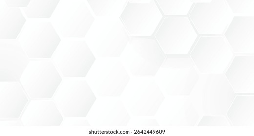 White hexagons geometric background, minimal honeycomb pattern wallpaper, 3d render  illustration.