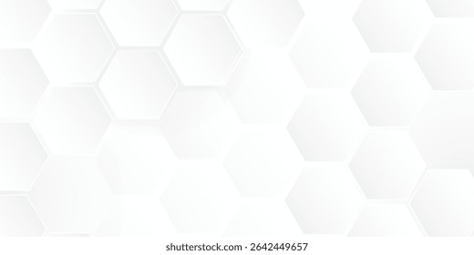 White hexagons geometric background, minimal honeycomb pattern wallpaper, 3d render  illustration.