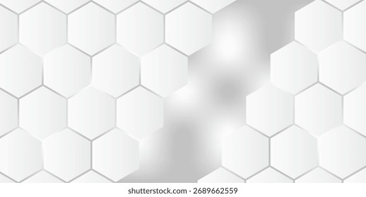 Fondo geométrico de hexágonos blancos, Fondo de pantalla de patrón de panal mínimo, Ilustración vectorial.