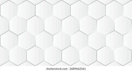 Hexágonos brancos, fundo geométrico, papel de parede padrão de favo de mel mínimo, ilustração vetorial.