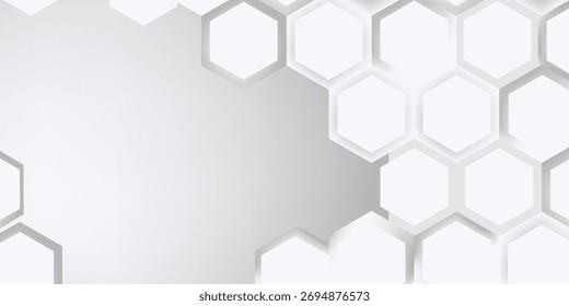 Fondo geométrico de hexágonos blancos, Fondo de pantalla de patrón de panal mínimo, ilustración de renderizado 3d.