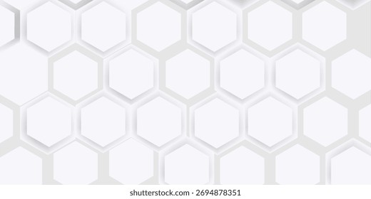 Fondo geométrico de hexágonos blancos, Fondo de pantalla de patrón de panal mínimo, ilustración de renderizado 3d.
