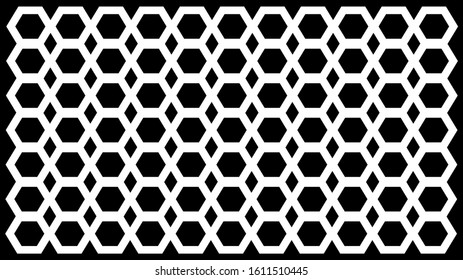 White Hexagons Pattern Illustration With Black Vector background 