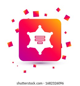 Icono del sheriff del hexagram blanco aislado en fondo blanco. Icono de la placa de la policía. Botón Color cuadrado. Ilustración vectorial