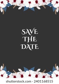 White hibiscus flower wedding invitation template design