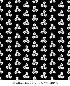 white hibiscus pattern with black background, seamless illustration