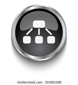 White Hierarchy symbol on black web button