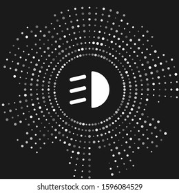 White High beam icon isolated on grey background. Car headlight. Abstract circle random dots. Vector Illustration