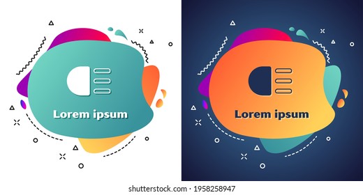 White High beam icon isolated on white and blue background. Car headlight. Abstract banner with liquid shapes. Vector