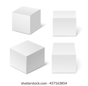 White high Cardboard Package Box. Illustration Isolated On White