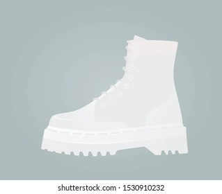 White high heel lace boot. vector