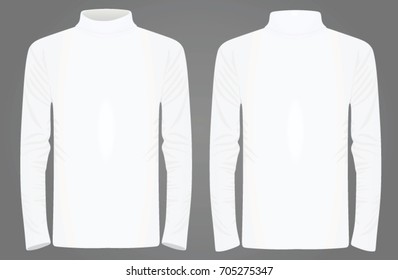 White high neck long sleeve t shirt. vector illustration