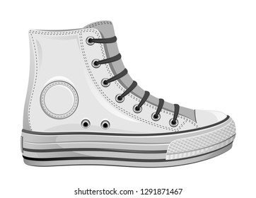 White high sneaker on a white background