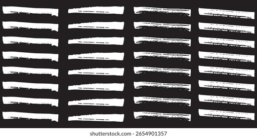 Traçados De Marcador De Marca-Texto Branco. Realce o conjunto de sublinhados do pincel. Ilustração de estoque de vetor.  